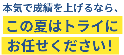 本気で成績を上げるなら、この夏はトライにお任せください！