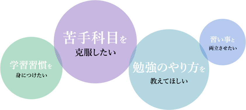 学習習慣を身につけたい 苦手科目を克服したい 勉強のやり方を教えてほしい 習い事と両立させたい