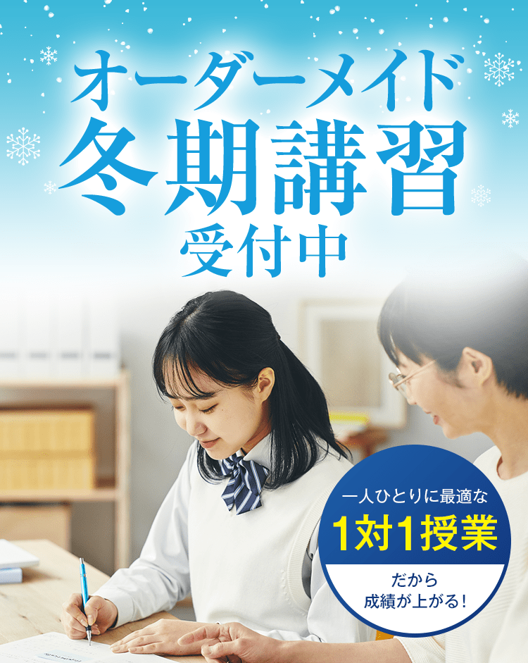 オーダーメイド冬期講習受付中 一人ひとりに最適な1対1授業 だから成績が上がる