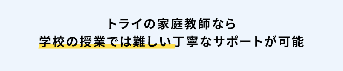 トライの家庭教師なら学校の授業では難しい丁寧なサポートが可能