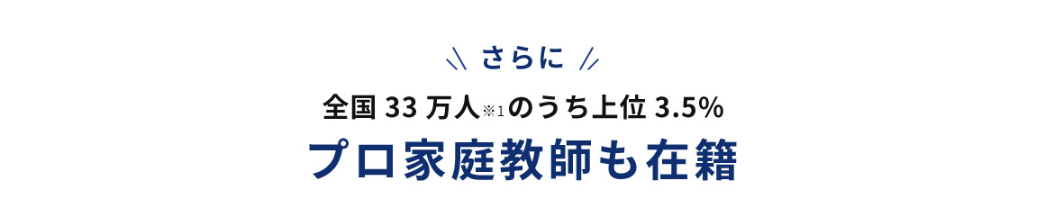 さらに 全国33万人※1のうち上位3.5% プロ家庭教師も在籍