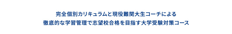 完全個別カリキュラムと現役難関大生コーチによる徹底的な学習管理で志望校合格を目指す大学受験対策コース