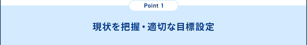 Point1 現状を把握・適切な目標設定