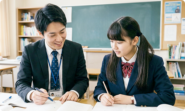 生徒の隣で学習を教える講師