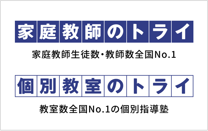 家庭教師生徒数・教師数全国No.1 家庭教師のトライ／教室数全国No.1の個別指導塾 個別教室のトライ